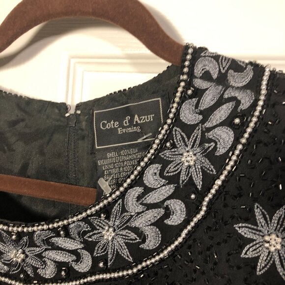 Cote D'Azur Evening vintage beaded embroidered crop top, XL - Picture 3 of 12